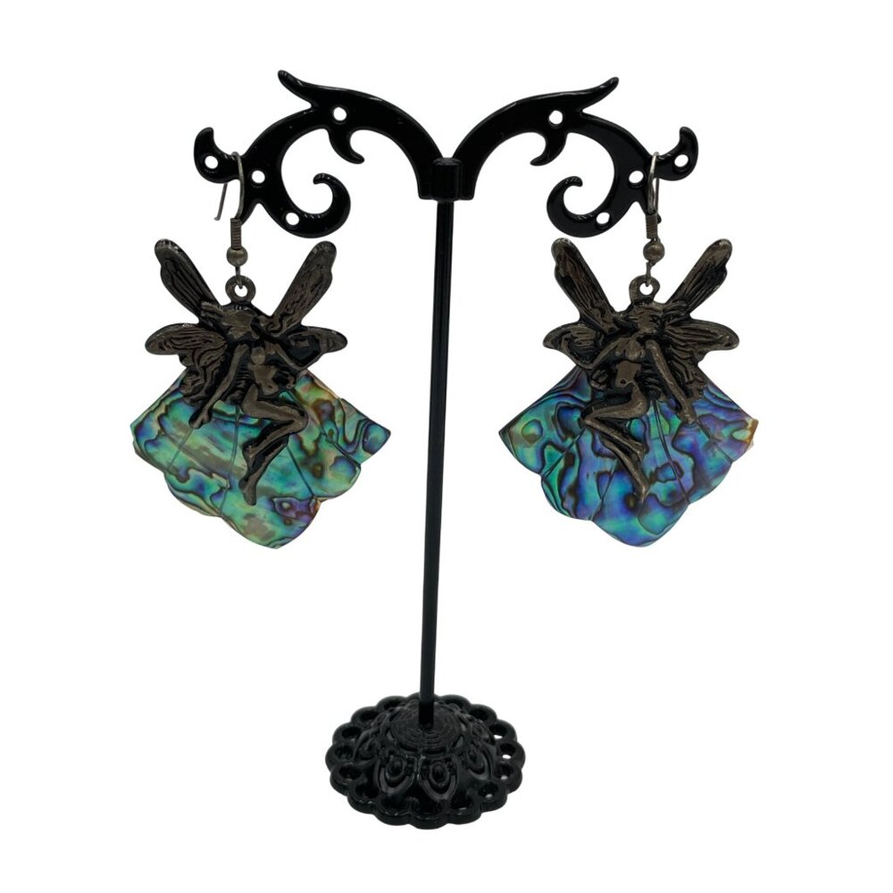 Fairy Wing Earrings With Abalone Shell & Metal Design For Women